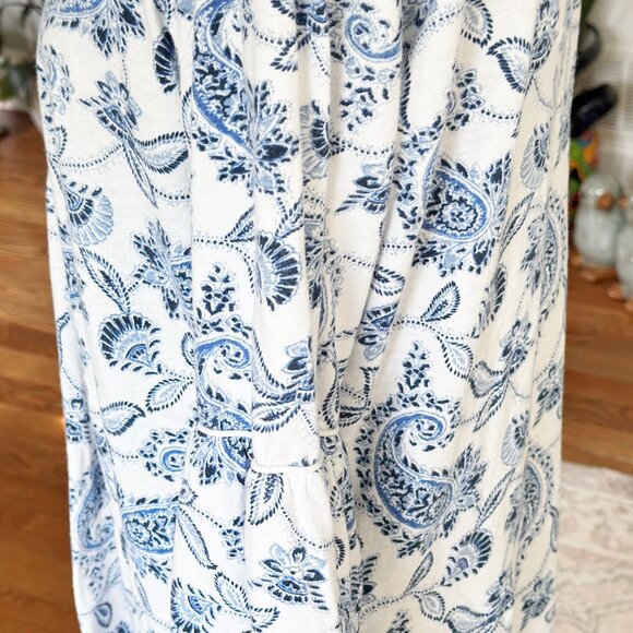 Ralph Lauren "RLL Embroidered Tunic Top – White & Blue Paisley Print, Boho sz(S) - Picture 8 of 10